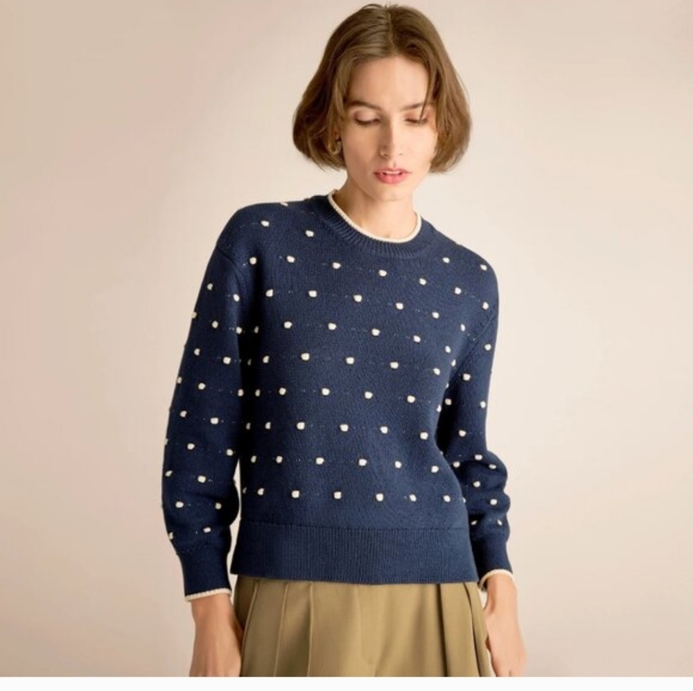 MM Lafleur Navy Sweater with White Dots